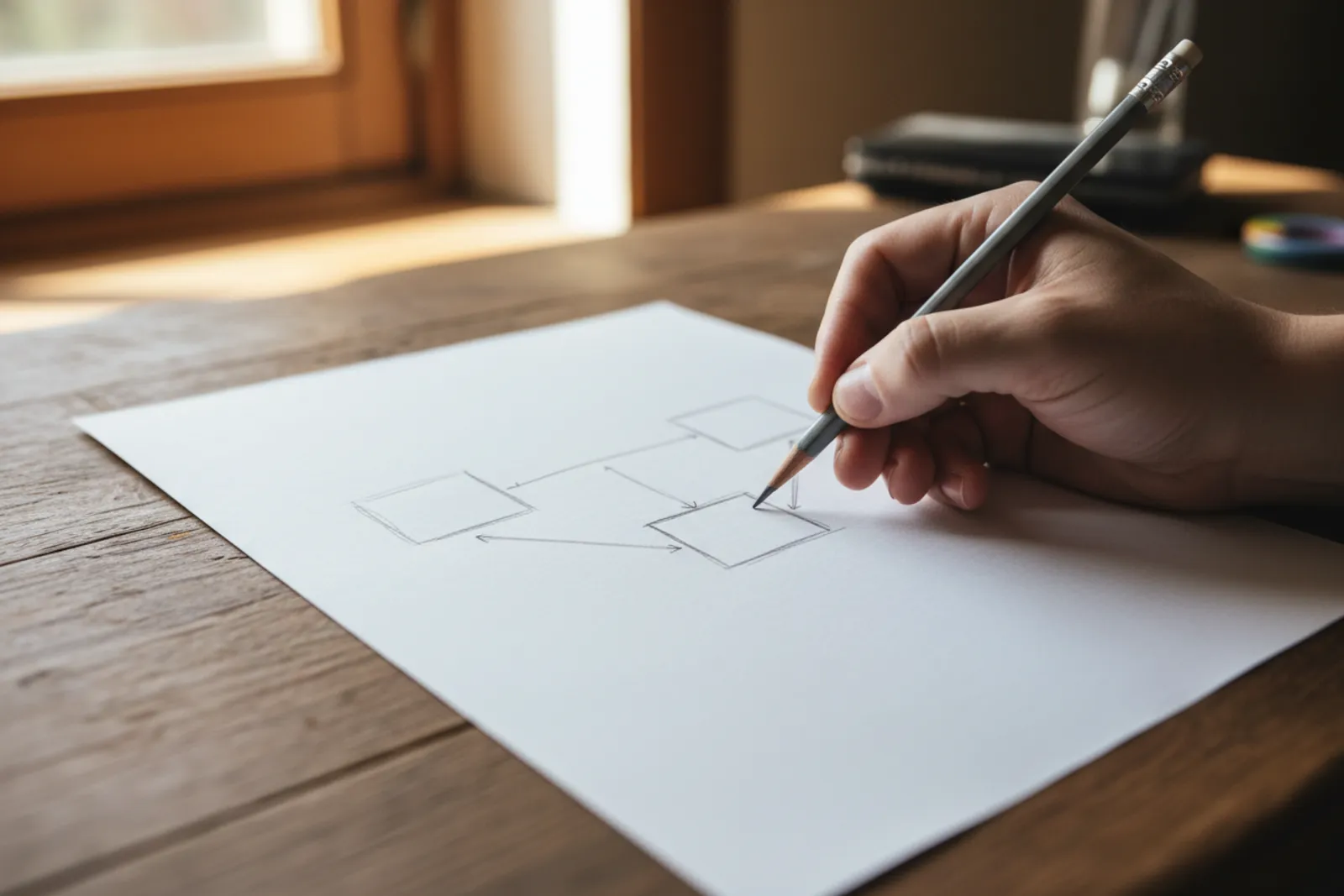 Croquis d une arborescence de site dessine a la main sur du papier